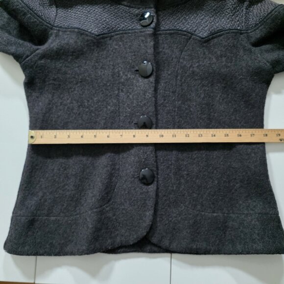 Annie 50 Cardigan Womens XL Gray Shawl Collar LS Burrons Wool Blend Retro Look - Picture 6 of 16